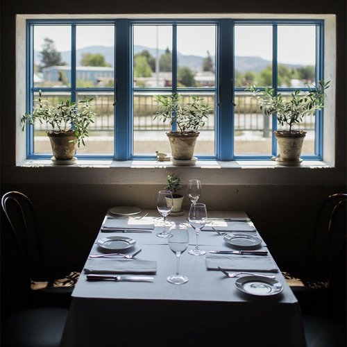 Angele Restaurant window and table